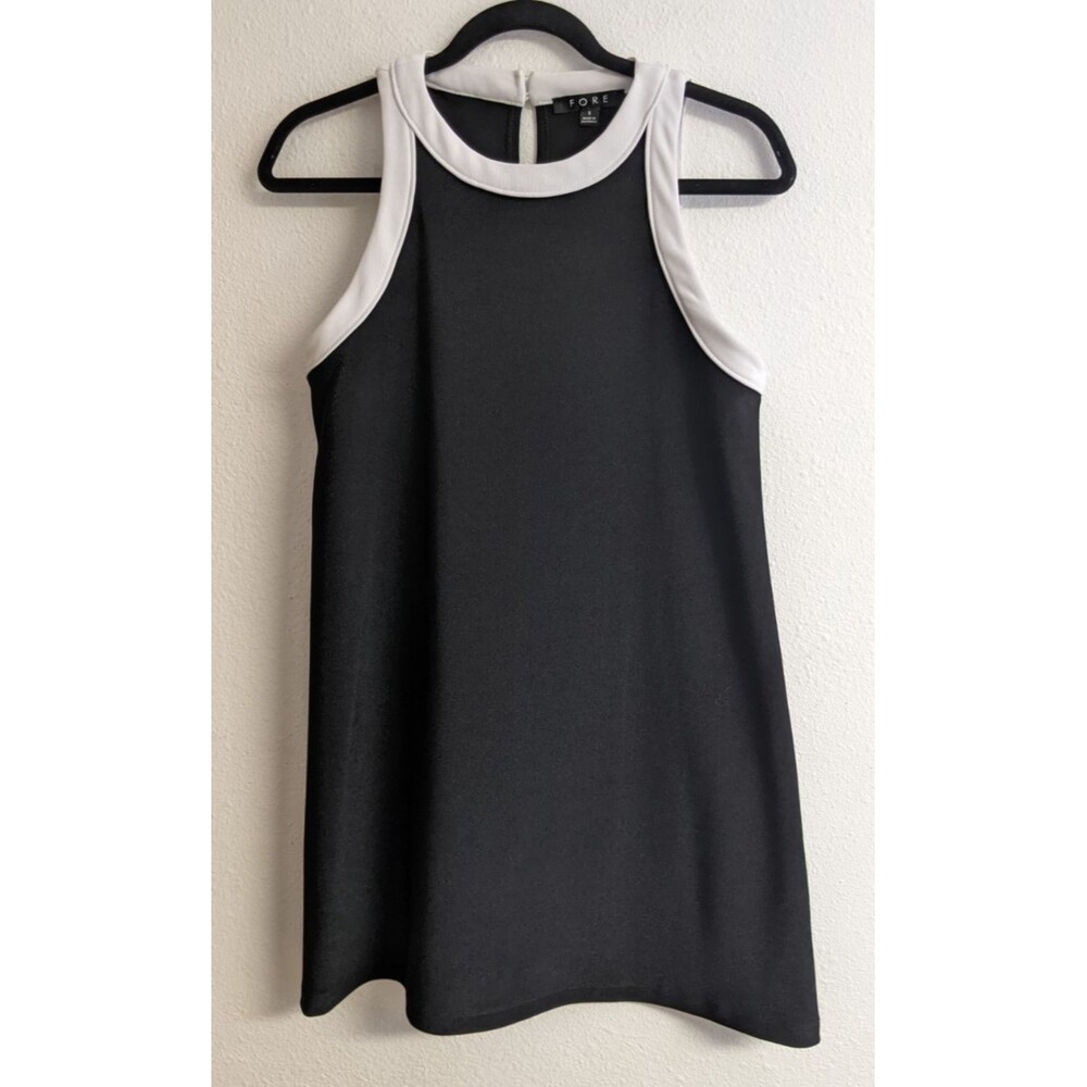 Women's FORE Black/White A-Line Sleeveless Casual Classic Minimalist Dress Small